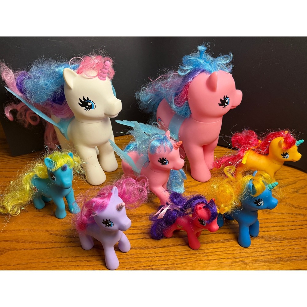 Vintage - My Little Pony Figures: Lot of 8, Unicorn Pegasus Wings - Mixed Sizes